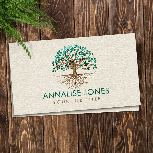Golden Tree of life - Yggdrasil - Malachite Leaves Business Card (Creator Uploaded)