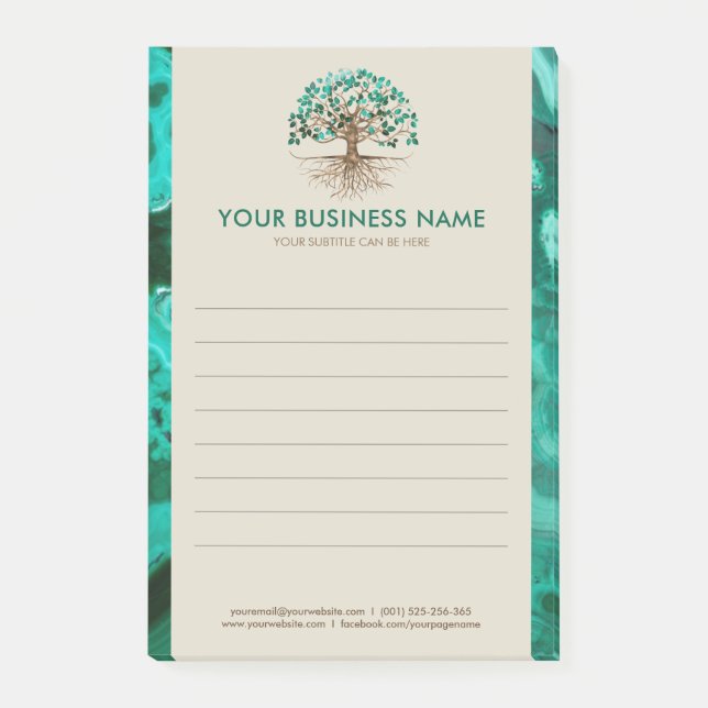 Golden Tree of life - Yggdrasil - Malachite Leaves Post-it Notes (Front)