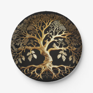 Golden Tree of Life Yggdrasil Paper Plate