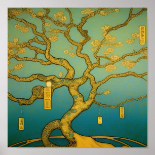 Golden tree of prosperity and abundance Hokusai  Poster