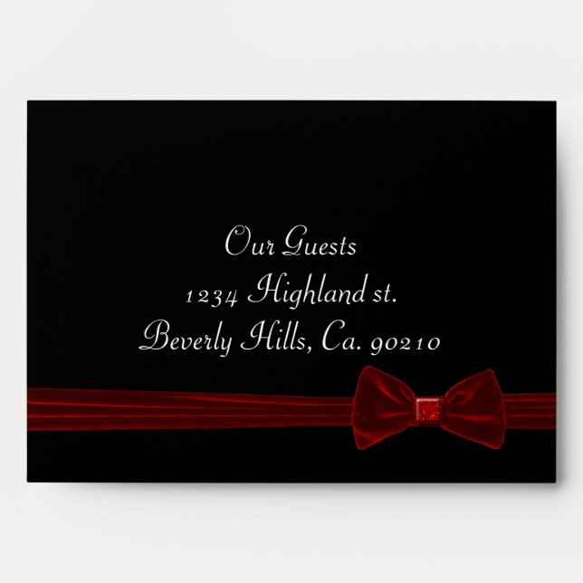 Golden Tree With Red Ribbon & Bow Size A7 Envelopes (Front)