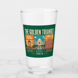 Golden Triangle India Illustration Vintage Glass