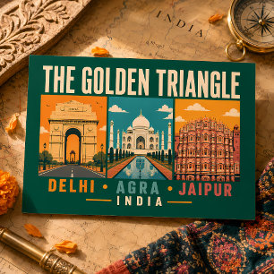Golden Triangle India Illustration Vintage Postcard