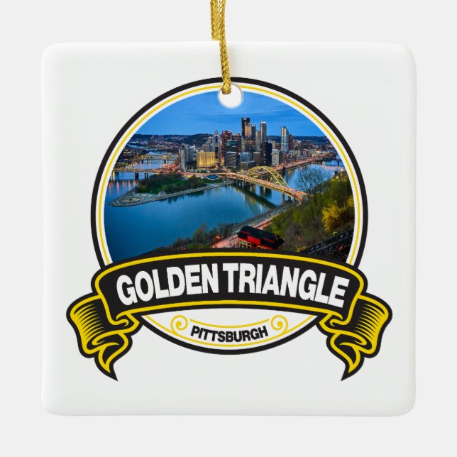Golden Triangle Pittsburgh Travel Badge Ceramic Ornament (Front)