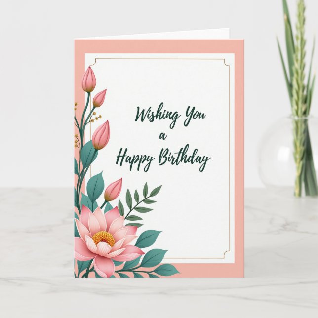 Golden Trim Birthday Card (Front)