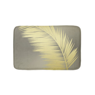 Golden Tropical Palm leaves Bath Mat