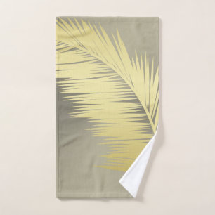 Golden Tropical Palm leaves Bath Towel Set