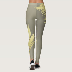 Golden Tropical Palm leaves  Leggings