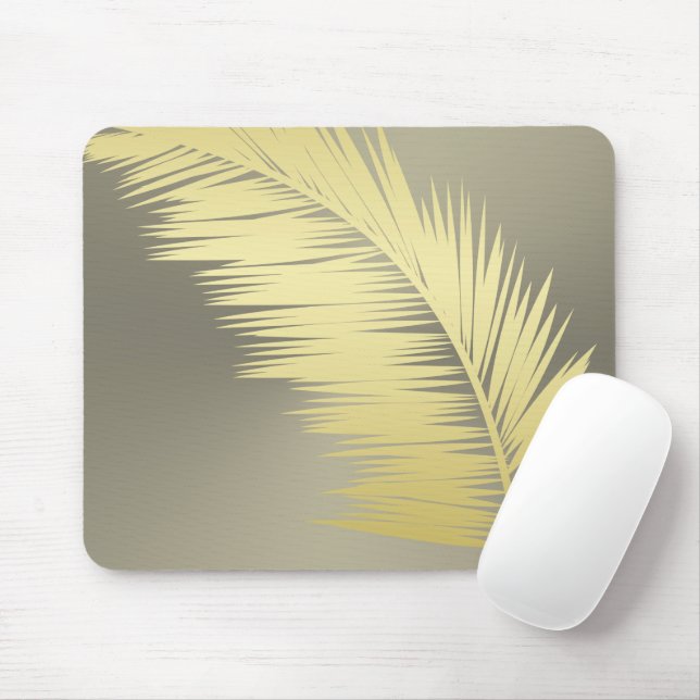 Golden Tropical Palm leaves  Mouse Mat (With Mouse)