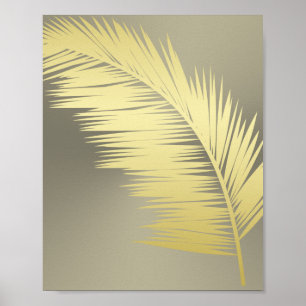 Golden Tropical Palm leaves Poster