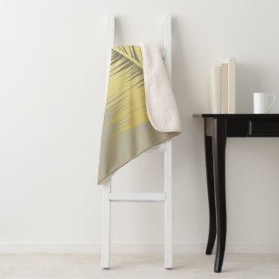 Golden Tropical Palm leaves  Sherpa Blanket