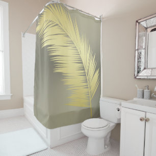 Golden Tropical Palm leaves  Shower Curtain