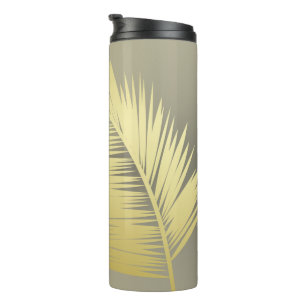 Golden Tropical Palm leaves Thermal Tumbler