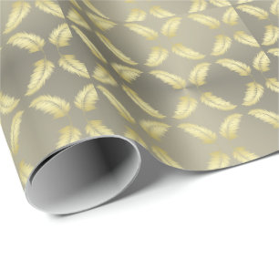 Golden Tropical Palm leaves Wrapping Paper