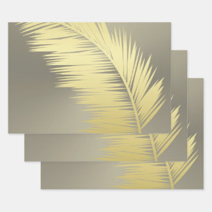 Golden Tropical Palm leaves Wrapping Paper Sheet