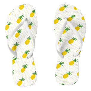 Golden Tropical Pineapples Flip Flops