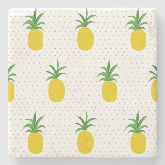 Golden Tropical Pineapples Stone Coaster (Front)