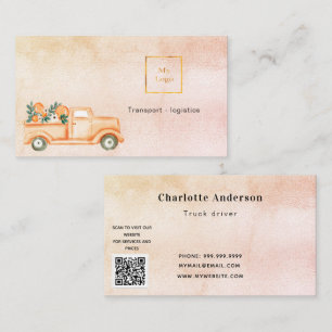 Golden truck transport service QR code Business Card