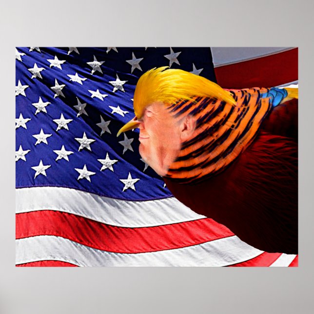 Golden Trump Bird USA Flag Value Poster (Front)