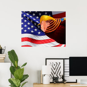 Golden Trump Bird USA Flag Value Poster