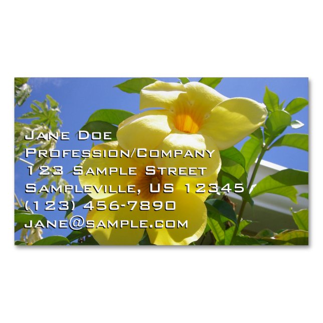 Golden Trumpet Flowers I Magnetic Business Card (Front)