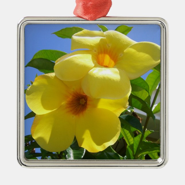 Golden Trumpet Flowers I Metal Tree Decoration (Front)