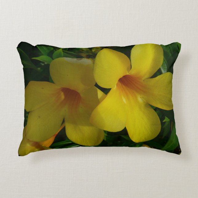 Golden Trumpet Flowers II Tropical Decorative Cushion (Front)