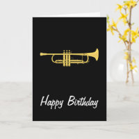 Golden Trumpet Music Theme Birthday Card