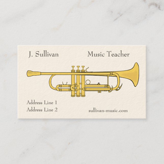 Golden Trumpet Music Theme Business Card (Front)