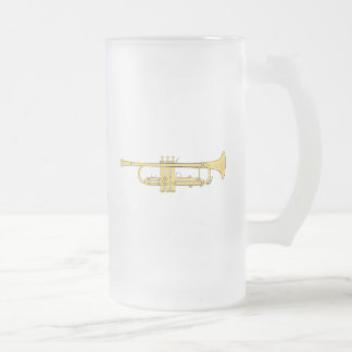 Golden Trumpet Music Theme Frosted Glass Beer Mug