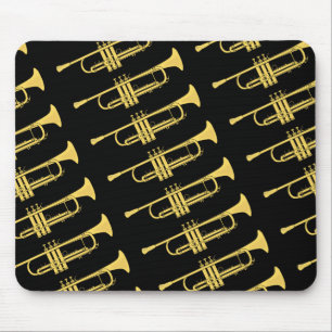 Golden Trumpet Music Theme Mouse Mat