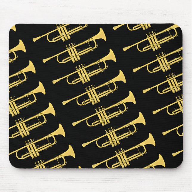 Golden Trumpet Music Theme Mouse Mat (Front)