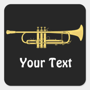 Golden Trumpet Music Theme Sheets of Square Sticker