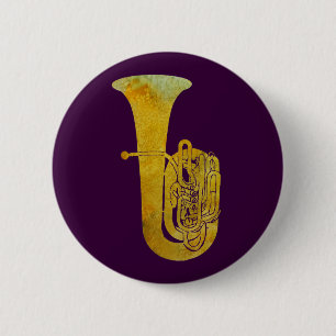 Golden Tuba 6 Cm Round Badge