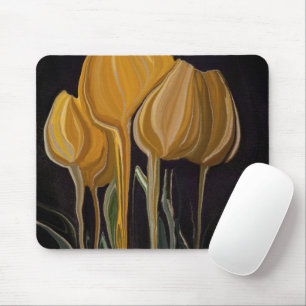 Golden Tulip Trio on Black Mouse Mat