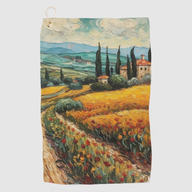 Golden Tuscany Dreams Golf Towel (Front)