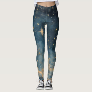 Golden Twilight Sky Celestial Activewear Leggings