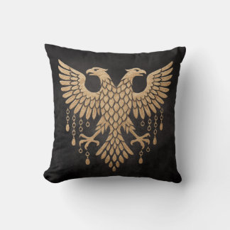 Golden Twin Raven Norse Mythology Black Cushion