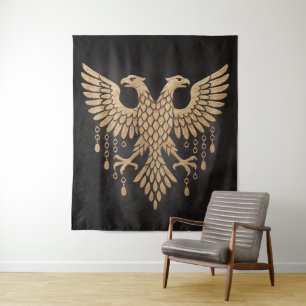 Golden Twin Raven Norse Mythology Black Tapestry