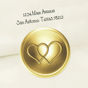 Golden Two Hearts Intertwined Wedding Classic Round Sticker