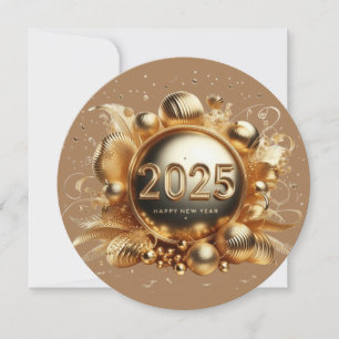 Golden typography happy new year 2025 holiday card