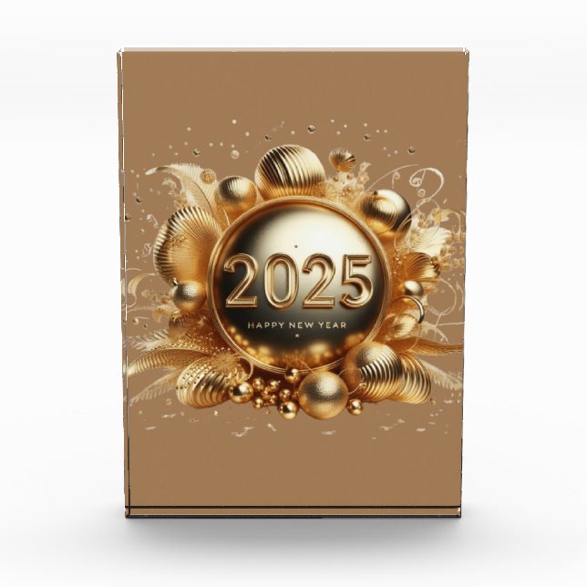 Golden typography happy new year 2025 photo block (Front)