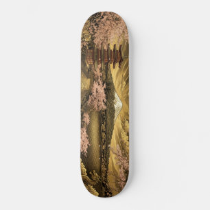 Golden Ukiyo-e Style Skateboard   Mt. Fuji, Cherry