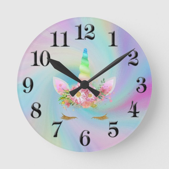 Golden Unicorn Rainbow Clock (Front)