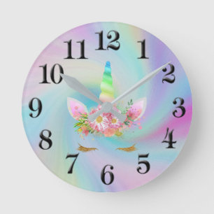 Golden Unicorn Rainbow Clock