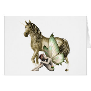 Golden Unicorn & Shy Fairy Card