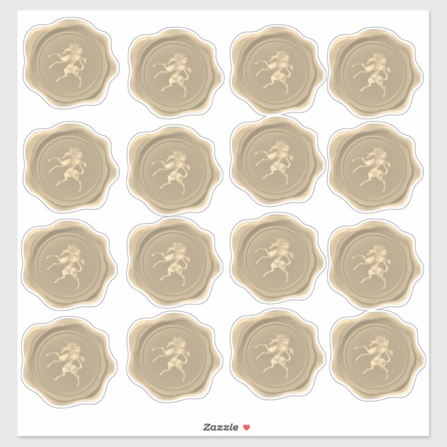 Golden Unicorn Wax Seal Stickers (Sheet)
