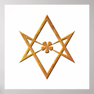 Golden Unicursal Hexagram - thelemic symbol Poster