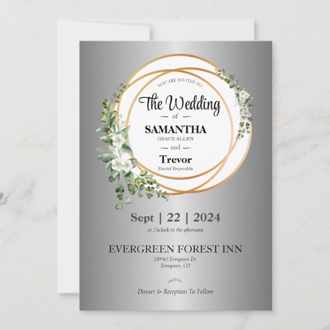 Golden Union Celebrating Love & Commitment Wedding Invitation (Front)