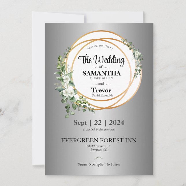 Golden Union Celebrating Love & Commitment Wedding Invitation (Front)